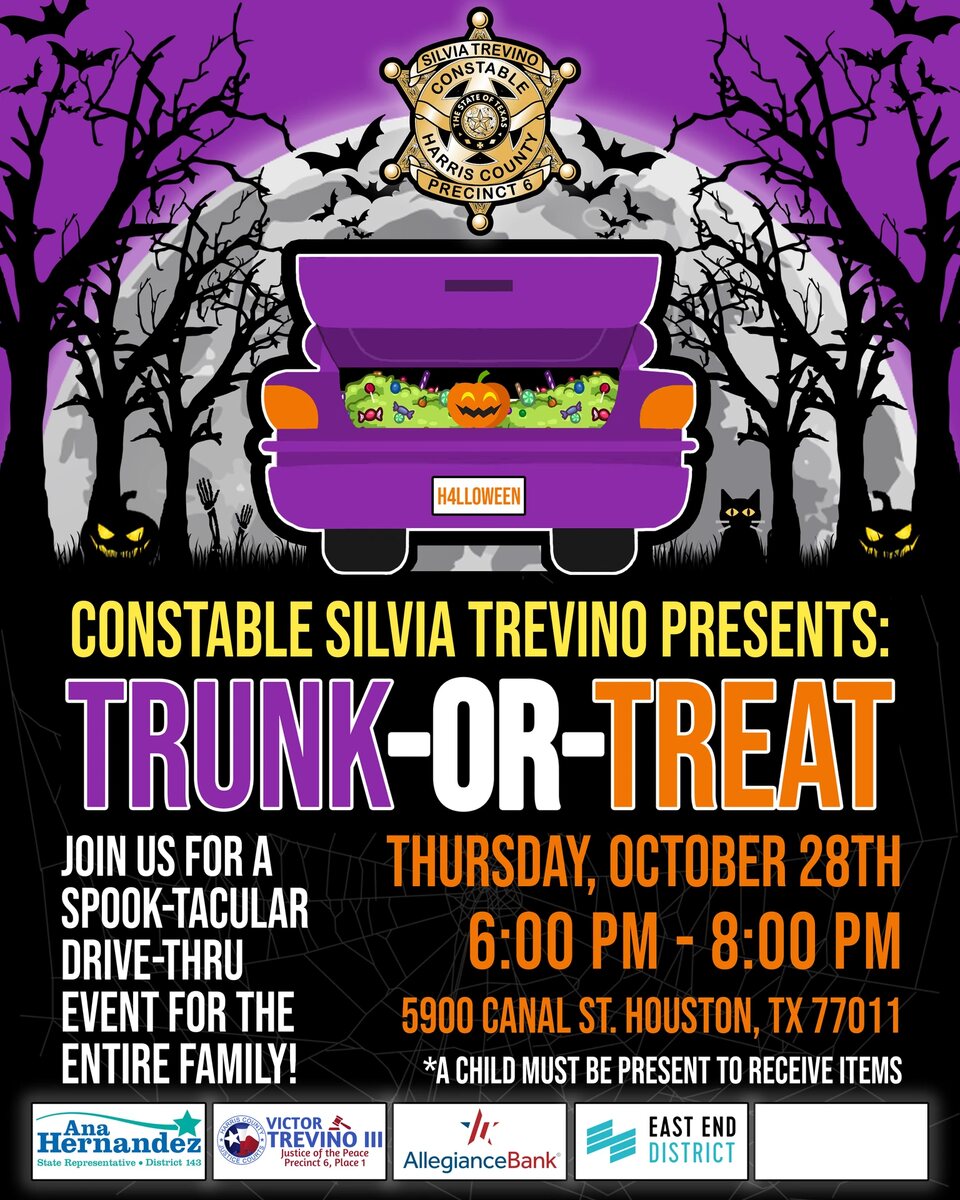 Trunk-or-Treat flyer graphic for Constable Precinct 6
